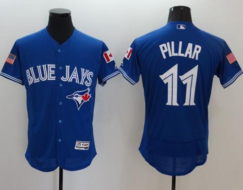 Blue Jays #11 Kevin Pillar Blue Fashion Stars & Stripes Flexbase Authentic Stitched MLB Jersey